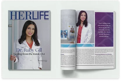 Dr. Ruby Gill featured on the cover of HerLife Magazine